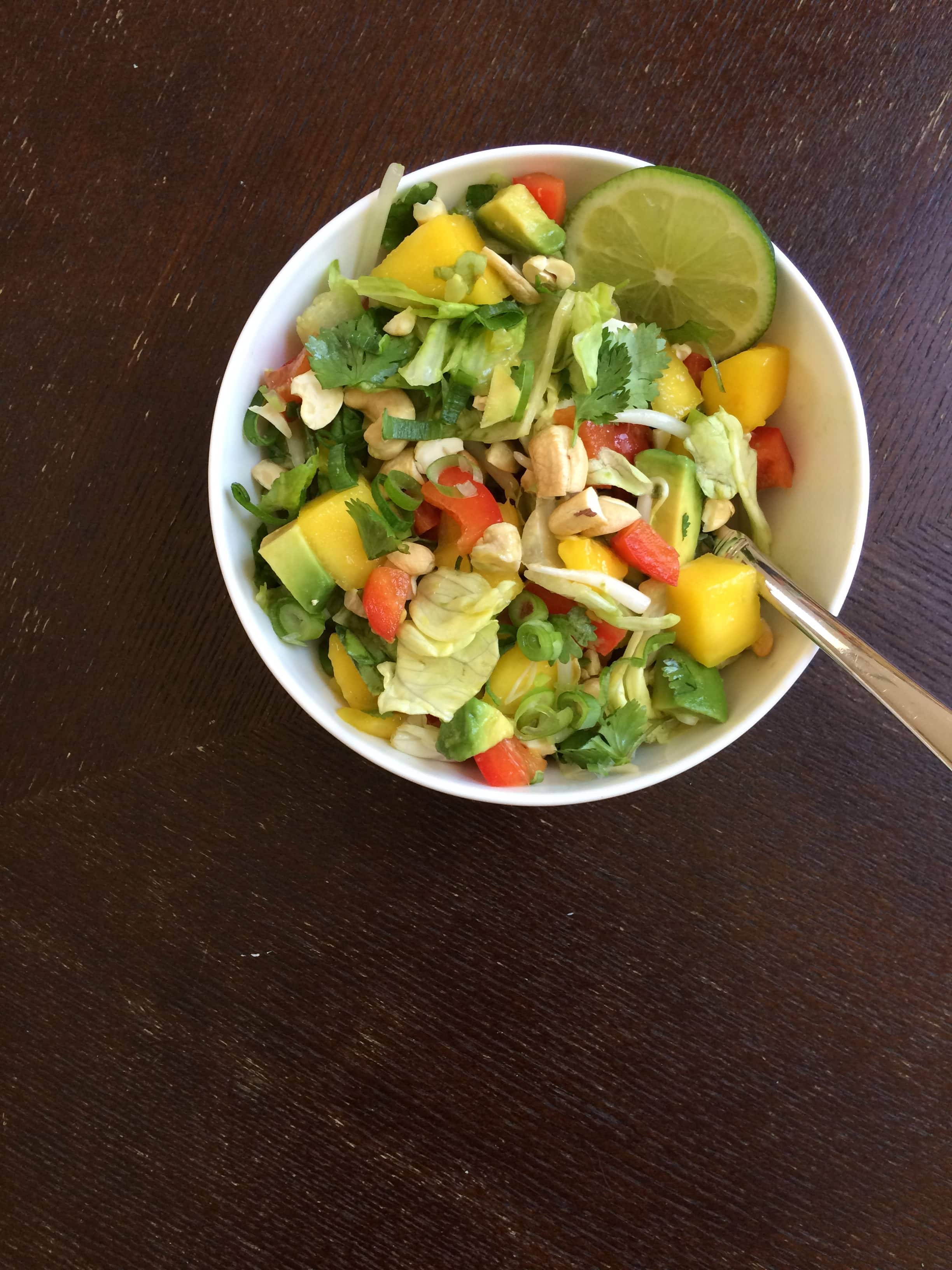 Thai Mango Salad with a Cashew Ginger Dressing - Red and Honey