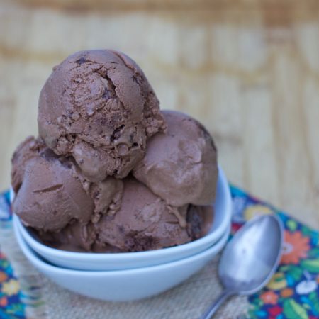 Chocolate Coconut Milk Ice Cream with Brownie Chunks