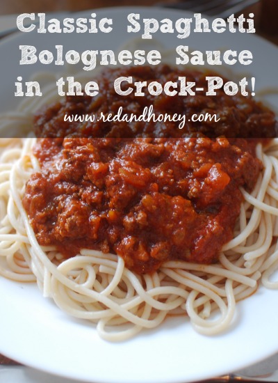 Crock-Pot Spaghetti Bolognese Sauce from Scratch - yum!! This recipe uses only real food ingredients and has a touch of sweet from the honey. A subtle, but mouth-watering addition!