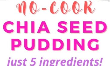 pinterest collage of two photos of chocolate chia pudding with text overlay in the middle
