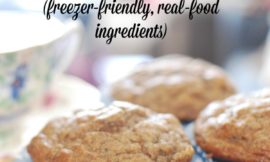 Banana muffins are classic comfort food. This recipe is super easy, and it uses all healthy, real-food ingredients. They freeze beautifully, too!