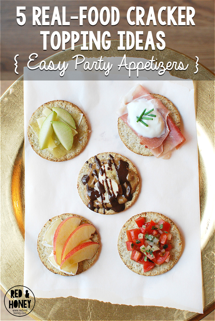 There are approximately a bajillion great real-food appetizer ideas out there on the world wide interwebs, but way too many of them require more prep time than I have to give these days. These simple cracker topping ideas are right up my alley!