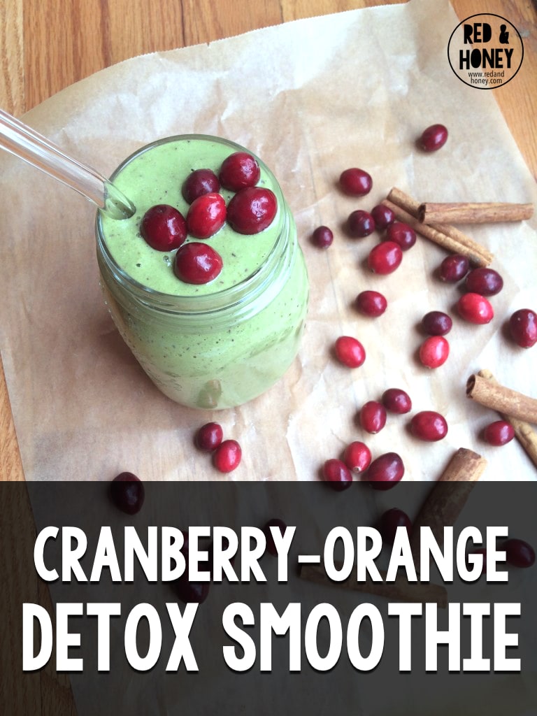 This festive detox smoothie is a great way to sneak your greens in while enjoying some of the season’s best flavors. Cranberry and orange are a match made in heaven – plus cranberries are great for detoxing. 