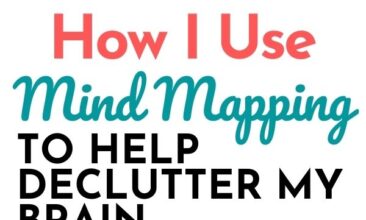 Pinterest Pin with two images, both images show a person writing in there notebook. Text Overlay says "How I use Mind Mapping to Declutter my Brain!"