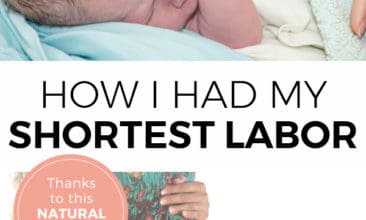 Two images, the first of a woman holding her pregnant belly, the other of a newborn baby. Text overlay says, "How I had my shortest labor ever thanks to this natural technique".