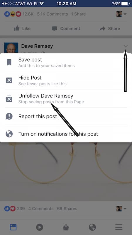 Here's how you unfollow person or page when you see their post in your Facebook timeline.