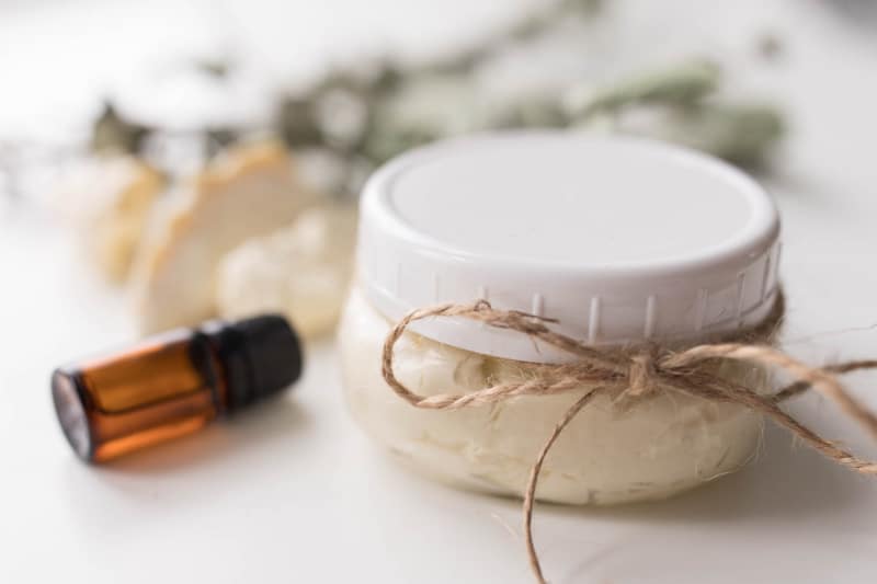 This all natural recipe for cocoa peppermint whipped body butter is nourishing to the skin and cooling for those hot summer months.