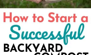 Pinterest pin with two images. One image is of a pile of dirt and a scoop. Second image is of two sets of hands holding a bowl of cherry tomatoes. Text overlay says, "How to Start a Successful Backyard Compost: tips & tricks for nutrient rich soil".