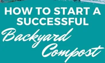 Pinterest pin with two images. One image is of a pile of dirt and a scoop. Second image is of two sets of hands holding a bowl of cherry tomatoes. Text overlay says, "How to Start a Successful Backyard Compost: tips & tricks for nutrient rich soil".