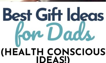 Pinterest pin with two images. The first is of a daughter sitting in her dad's lap giving him a kiss on the cheek. The second is of a dad and son walking hand in hand on the beach. Text overlay says, "Best Gift Ideas for Dads - show your love".