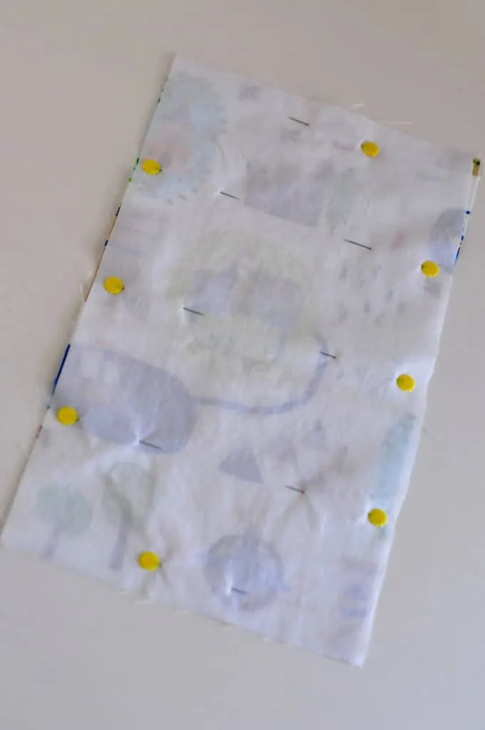 fabric has been pinned right sides together.