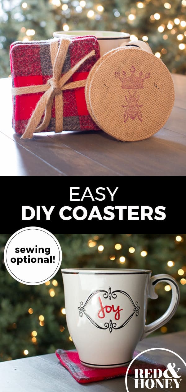 Cute & Simple DIY Coasters (with nosew option!) Red and Honey