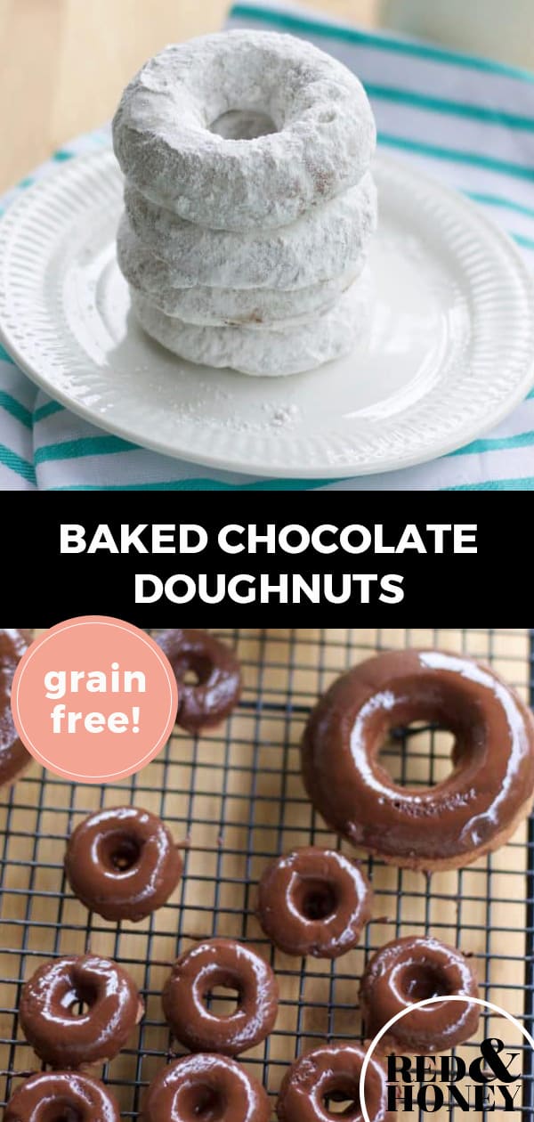 Baked Grain-free Chocolate Doughnuts - Red and Honey